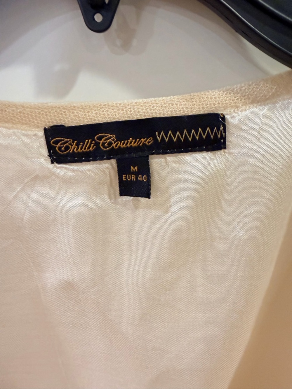 Chilli Couture Cream Embroidered Sequin Mesh Babydoll Top Size M EU 40 - Picture 5 of 12